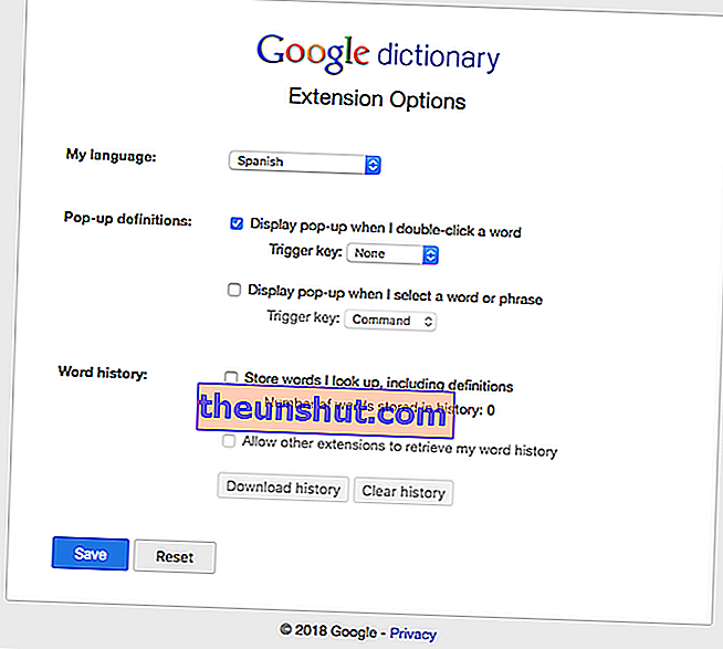 rozšírenie slovníka google