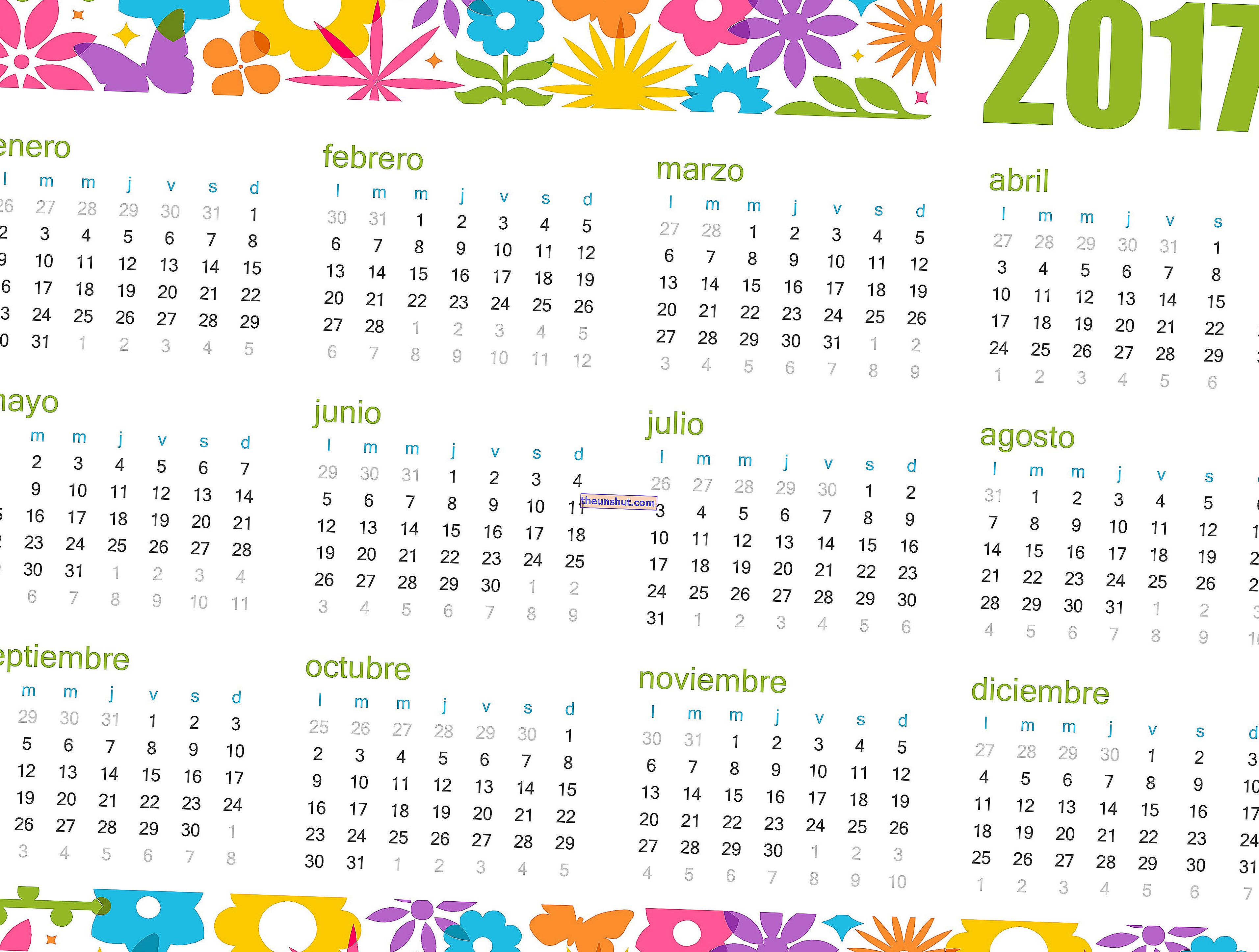 calendario 2017 fiori