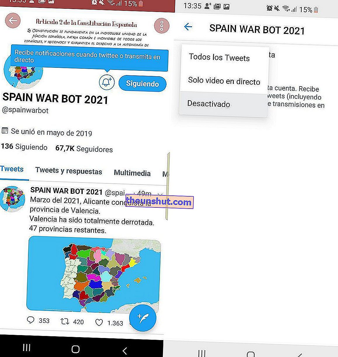 spanje oorlog bot twitter oorlog espana risico