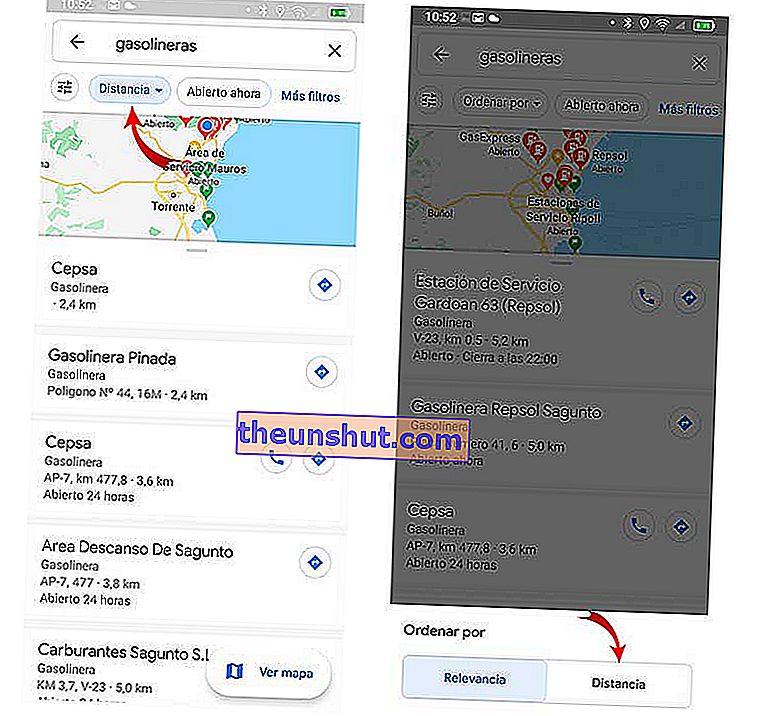 hogyan lehet megtalálni a legközelebbi benzinkutat a Google Maps rendezésével