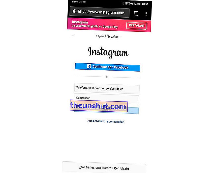 come accedere al browser mobile di Instagram