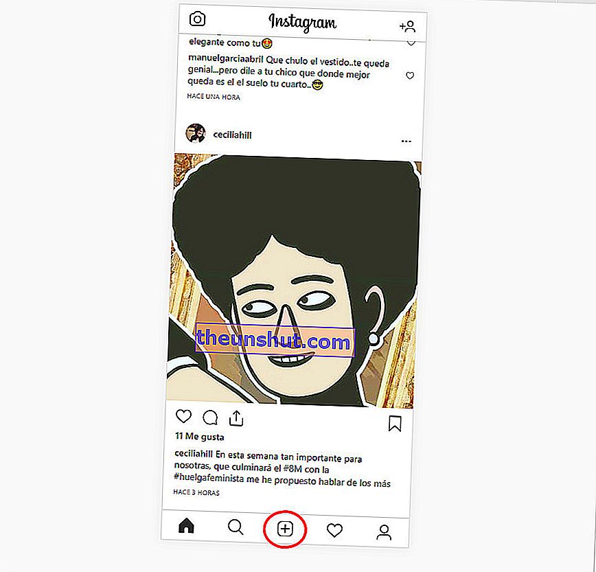 hvordan du sender fotos på Instagram fra computerens iPhone X-interface