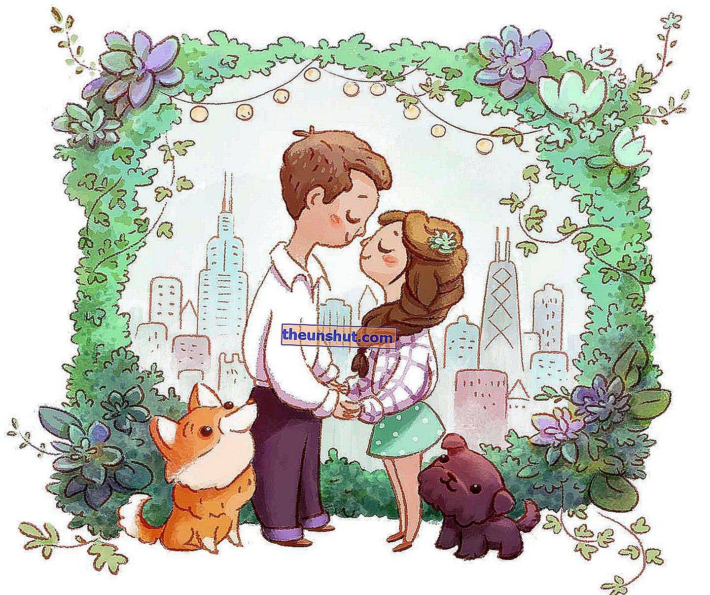 invitație la nuntă cuplu câini