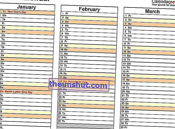 Тримесечни шаблони за календар за офис 3