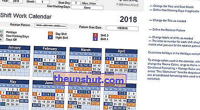 Работен календар на смени за офис