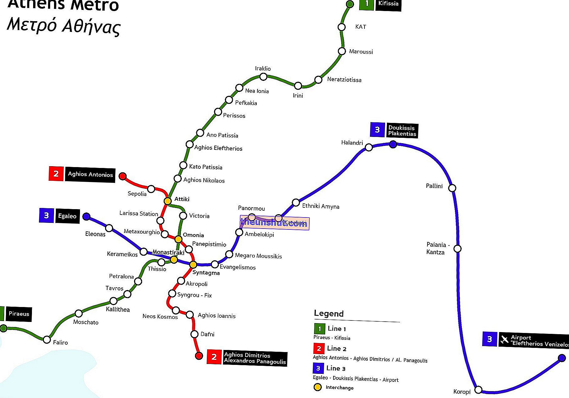 карта на метрото на Атина
