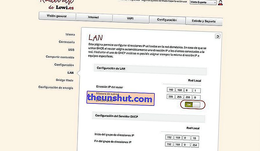 configurazione del router dhcp lowi