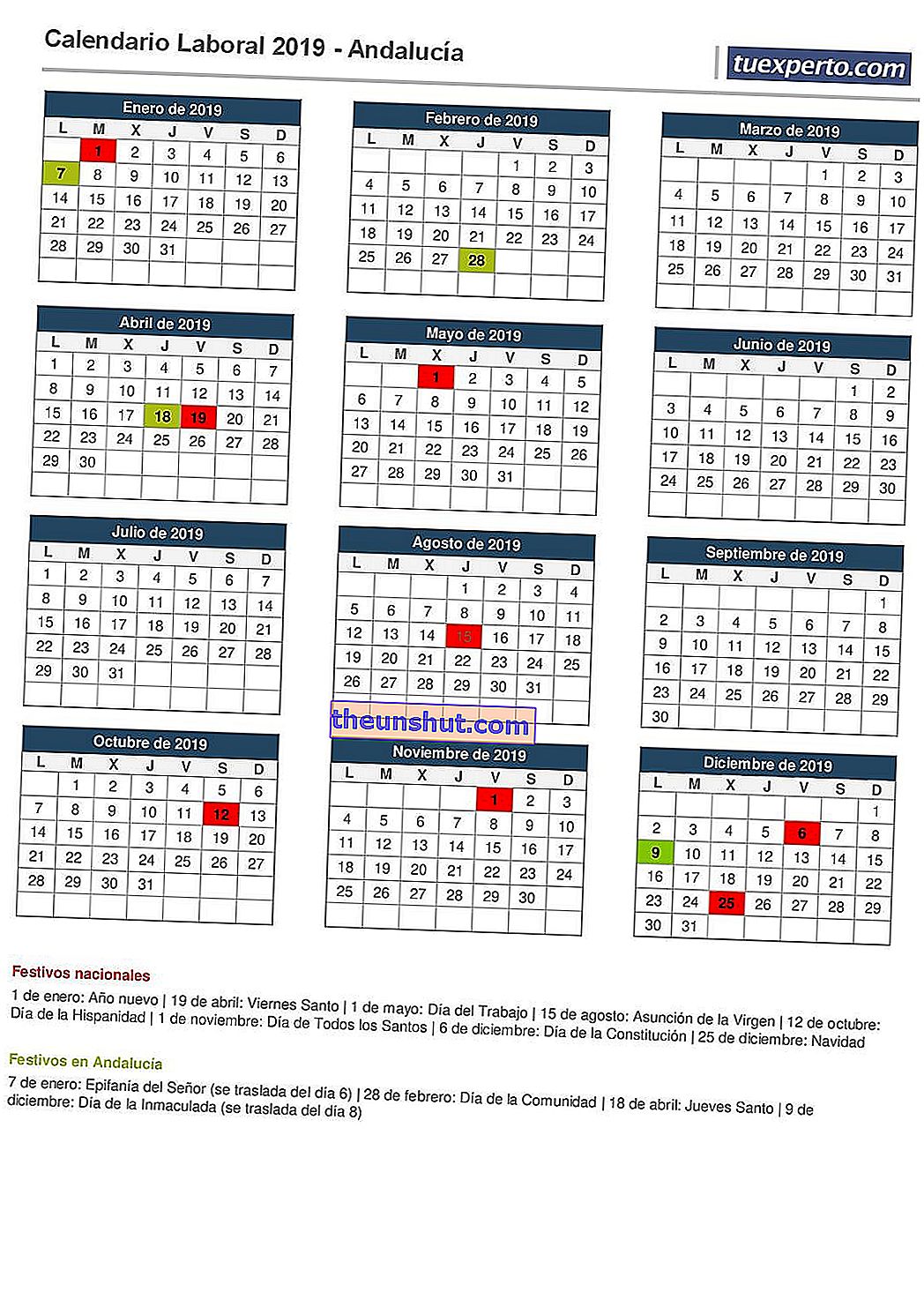 Calendario di lavoro in Andalusia