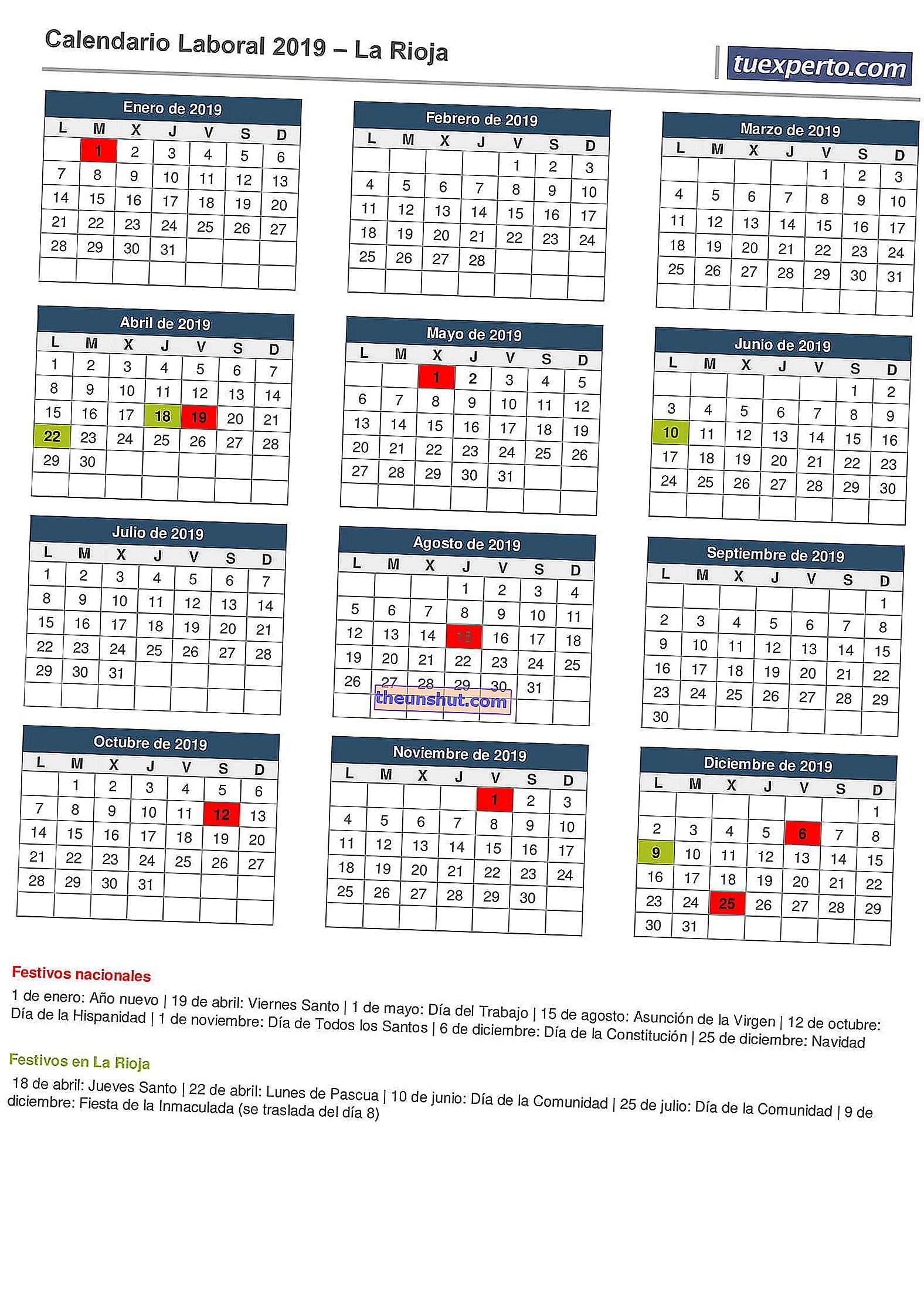 calendario di lavoro la rioja 2019