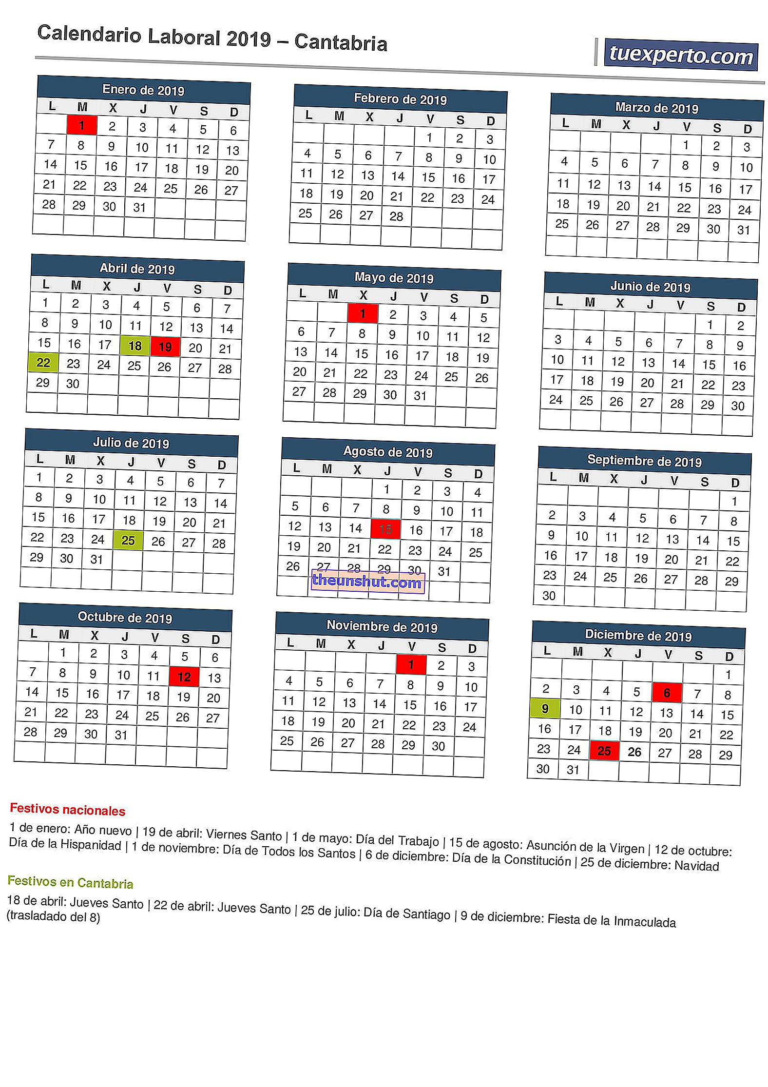 Calendario di lavoro della Cantabria