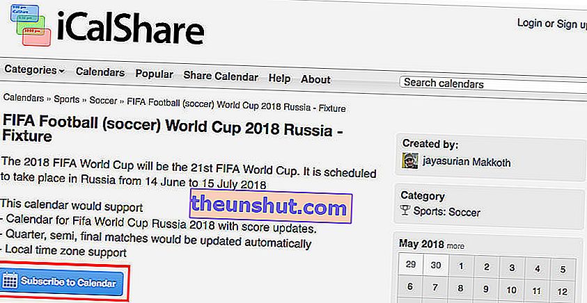 come aggiungere le partite dei Mondiali 2018 in Russia al calendario iCalshare di google web