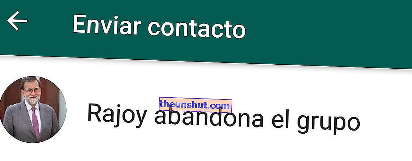 Send Rajoy som en kontakt på WhatsApp