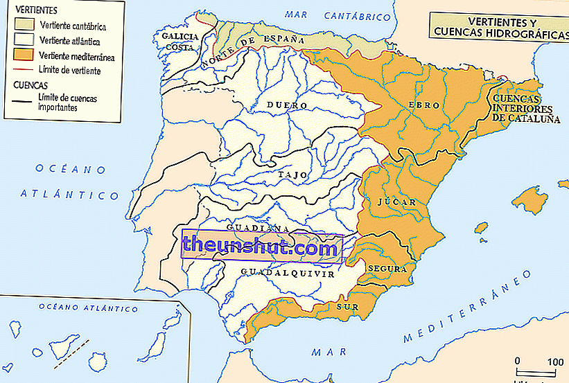 Kort over floder i Spanien