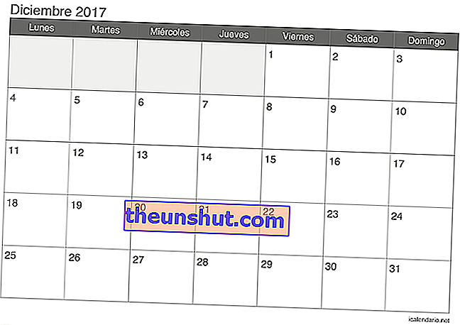  dicembre 2017 calendario