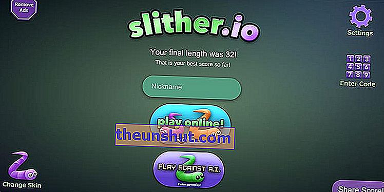 Aplikacija Slitherio