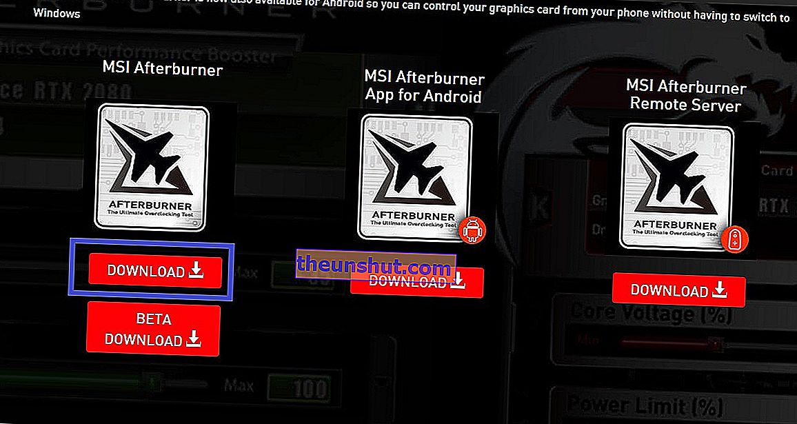 Töltse le az MSI Afterburner alkalmazást