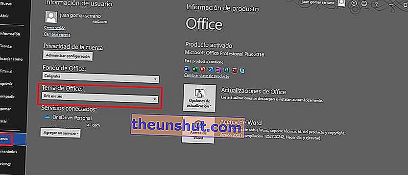 A sötét mód aktiválása a Microsoft Word 02-ben